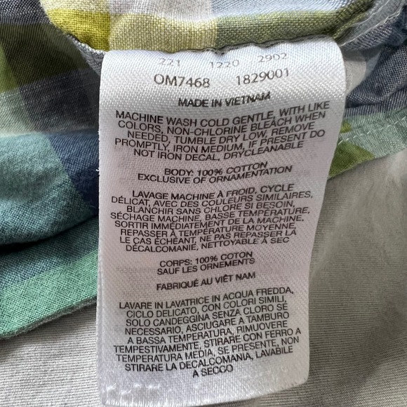 MOUNTAIN HARDWEAR Short Sleeve Button Up Shirt Mens Size Large Green Blue Yellow - Picture 8 of 13